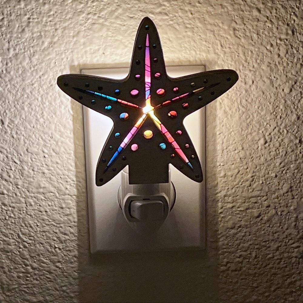 Starfish Night‎ Light Wood Handcrafted Colorful Beach Coastal Home Decor - Picture 7 of 10
